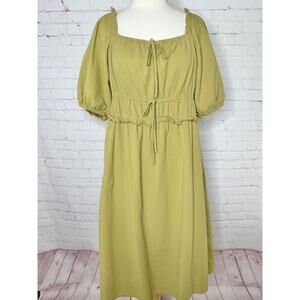Universal Thread Moss Green Peasant Dress Womens Large Short Sleeve
